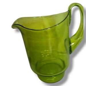 Vintage Blenko #7015s Olive Green Glass Pitcher